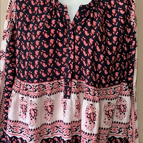 10. Umgee size L Black and Pink Boho Peasant Blouse - Picture 2 of 4